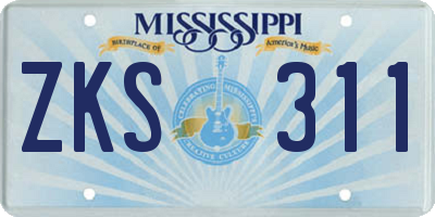 MS license plate ZKS311