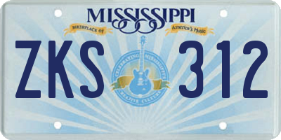 MS license plate ZKS312