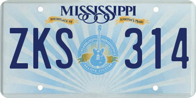 MS license plate ZKS314