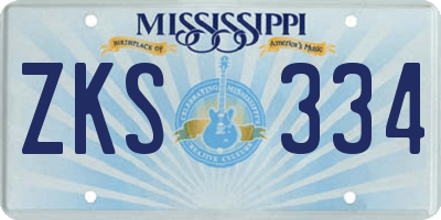 MS license plate ZKS334