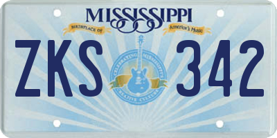 MS license plate ZKS342