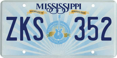 MS license plate ZKS352