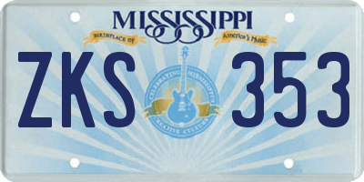 MS license plate ZKS353