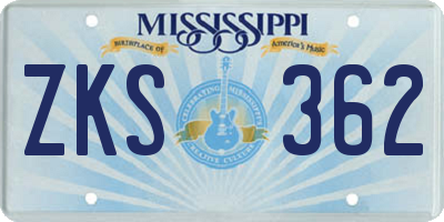 MS license plate ZKS362