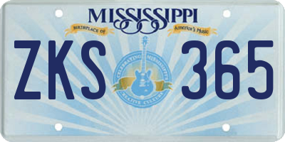 MS license plate ZKS365