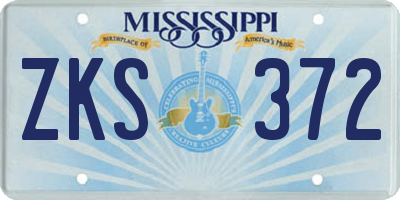 MS license plate ZKS372