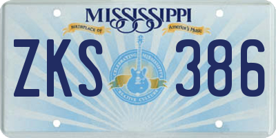 MS license plate ZKS386