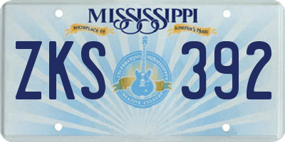 MS license plate ZKS392