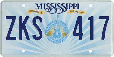 MS license plate ZKS417