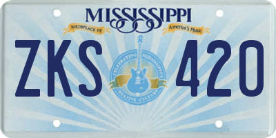 MS license plate ZKS420