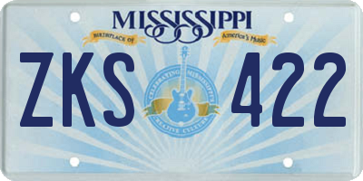 MS license plate ZKS422
