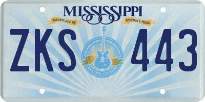 MS license plate ZKS443