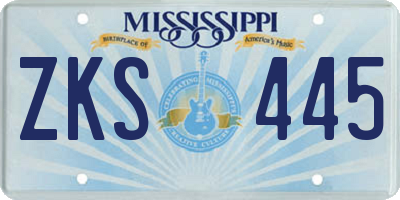 MS license plate ZKS445