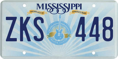 MS license plate ZKS448