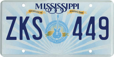MS license plate ZKS449