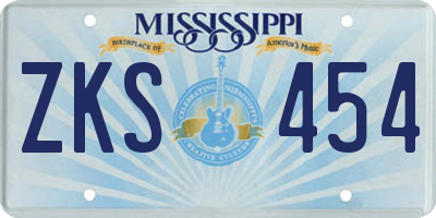 MS license plate ZKS454