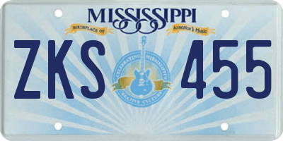 MS license plate ZKS455