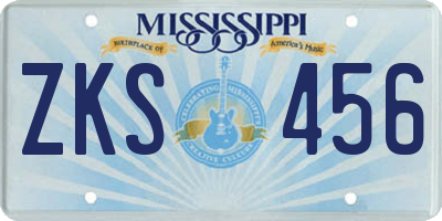 MS license plate ZKS456