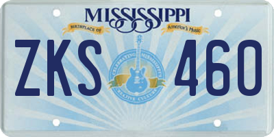 MS license plate ZKS460