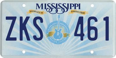 MS license plate ZKS461