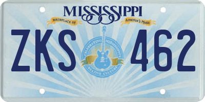 MS license plate ZKS462