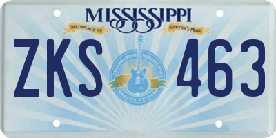MS license plate ZKS463