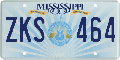 MS license plate ZKS464