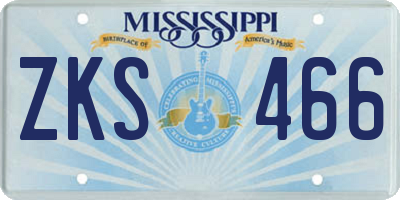 MS license plate ZKS466