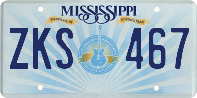 MS license plate ZKS467
