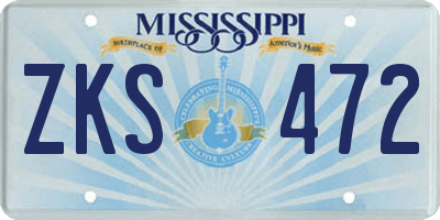 MS license plate ZKS472