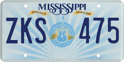 MS license plate ZKS475