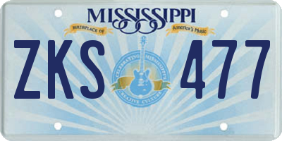 MS license plate ZKS477