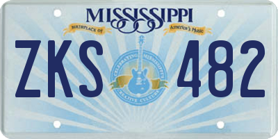 MS license plate ZKS482