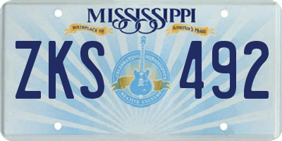 MS license plate ZKS492