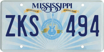 MS license plate ZKS494