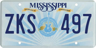 MS license plate ZKS497
