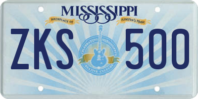 MS license plate ZKS500