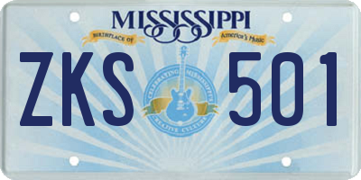 MS license plate ZKS501