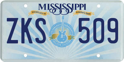 MS license plate ZKS509