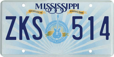 MS license plate ZKS514