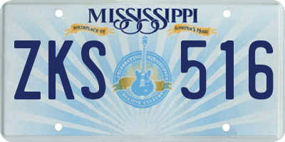 MS license plate ZKS516