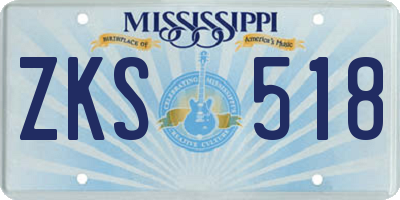 MS license plate ZKS518