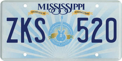MS license plate ZKS520