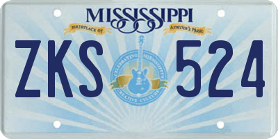 MS license plate ZKS524