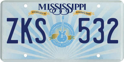 MS license plate ZKS532