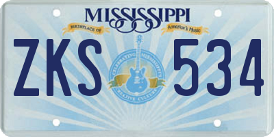 MS license plate ZKS534