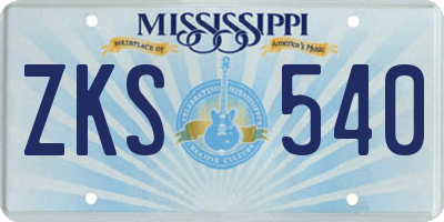 MS license plate ZKS540