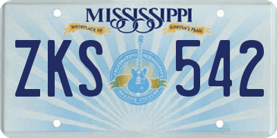 MS license plate ZKS542