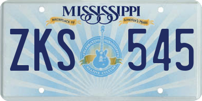 MS license plate ZKS545