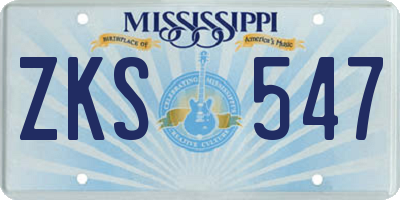 MS license plate ZKS547